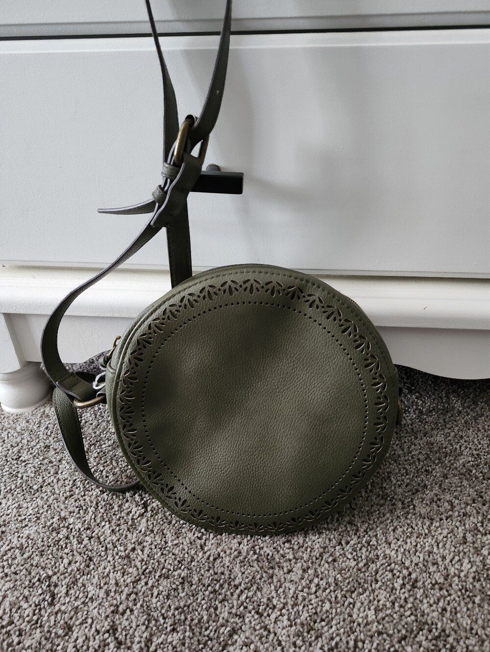 Olive Green Round Crossbody Bag